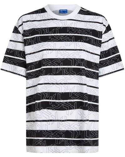 Karl Lagerfeld Monogram Striped T-shirt - Blue