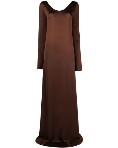 Kwaidan Editions Long-sleeve Flared Maxi Dress - Brown