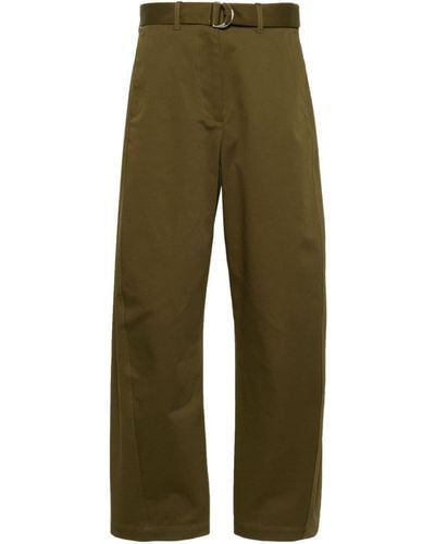 MSGM High-waist Wide-leg Twill Pants - Green