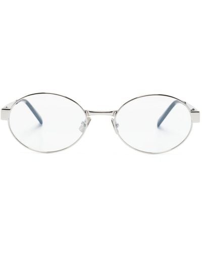 Saint Laurent Gravierte Brille mit ovalem Gestell - Mettallic