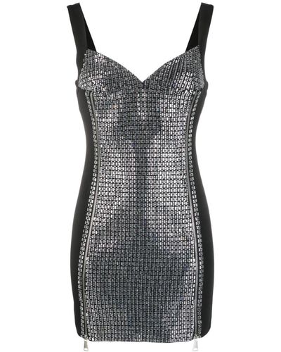 Loulou Kristallverziertes Kleid mit Herzausschnitt - Grau