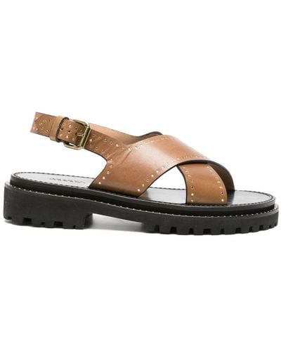 Isabel Marant Baem Stud-detailed Leather Sandals - Brown