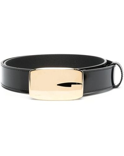 Gucci Rectangular G Buckle Leather Belt - Black