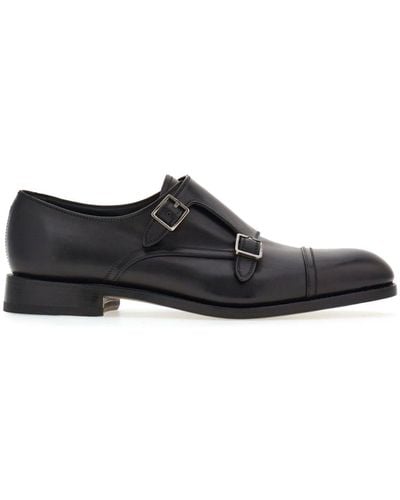 Ferragamo Double-monkstrap Leather Monk Shoes - Black