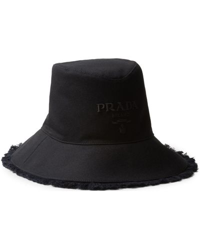 Prada Fringe-trim Bucket Hat - Black