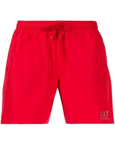 EA7 Drawstring Swim Shorts - Red