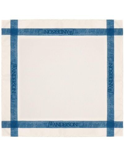 JW Anderson Foulard en soie à design carré - Bleu