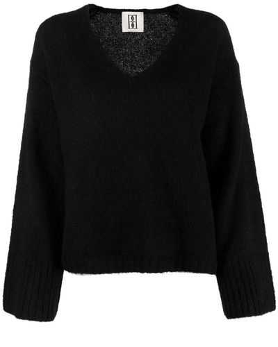 By Malene Birger Brushed-effect V-neck Sweater - Black