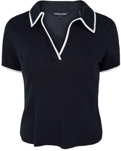 Veronica Beard Poloshirt mit V-Ausschnitt - Blau