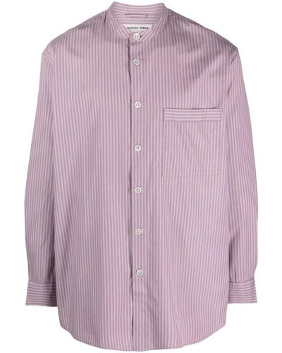 Tekla X Birkenstock Pinstripe Pyjama Shirt - Purple
