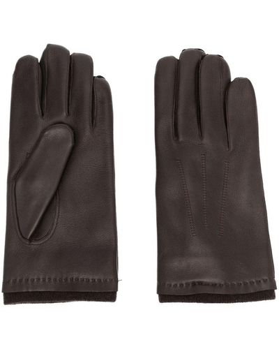 Paul & Shark Logo-plaque Leather Gloves - Brown