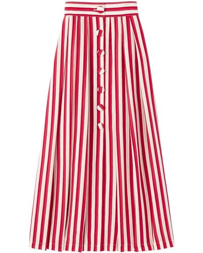 D'Estree Irving Striped High-waisted Skirt - Red