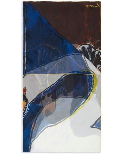 Burberry Swan-print Silk Scarf - Blue