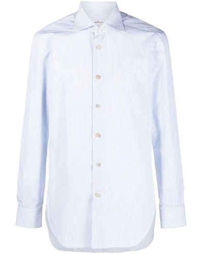 Kiton Cutaway-collar Striped Shirt - Blue