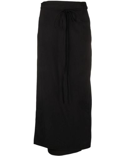 Gestuz Falda midi con cintura lazada - Negro