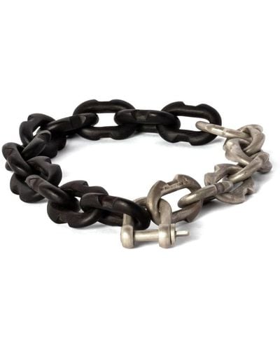 Parts Of 4 Two-tone Design Cable-chain Link Necklace - Black