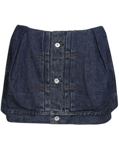 Sacai Jupe-short en jean à taille mi-haute - Bleu