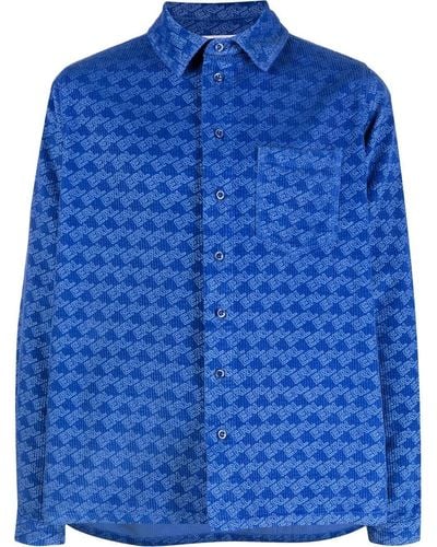 ERL オールオーバーロゴ コーデュロイシャツ - ブルー