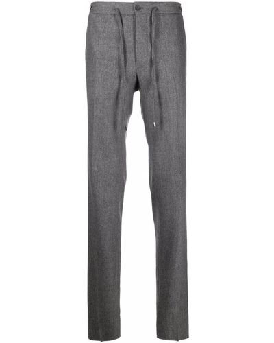 Malo Straight-leg Drawstring Wool Trousers - Grey