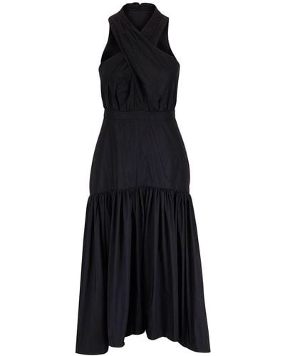 Veronica Beard Crossover-detail Midi Dress - Black