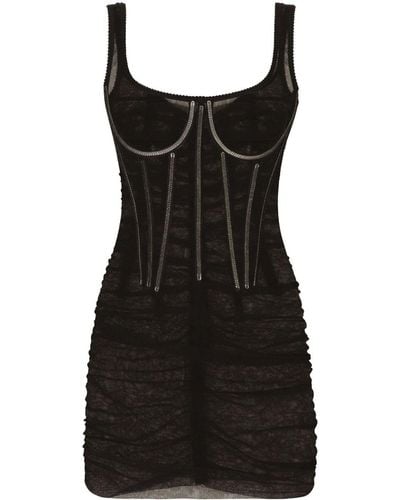 Dolce & Gabbana Corset Tulle Minidress - Black
