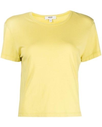 Agolde T-shirt Drew con maniche a spalla bassa - Giallo
