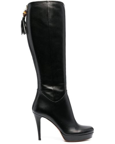 Gucci Polished-finish High-heel Boots - Black