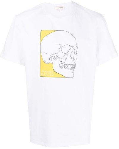 Alexander McQueen T-shirt Met Doodskopprint - Wit