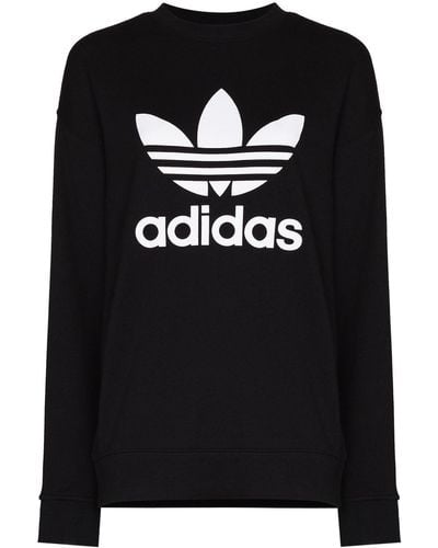 adidas Logo-print Cotton Sweatshirt - Black