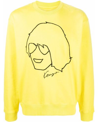 KENZO Tribute Embroidered-motif Cotton Sweatshirt - Yellow