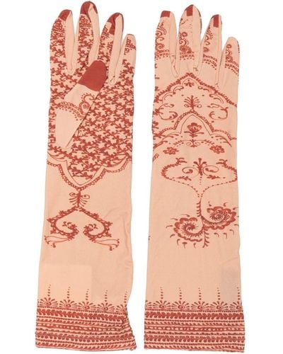 Marine Serre Regenerated Henna-print Gloves - Pink