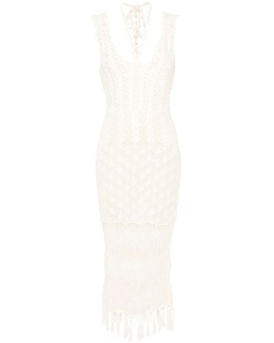 Patrizia Pepe Crochet-knit Midi Dress - White