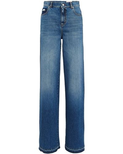 Alexander McQueen Jean ample à taille haute - Bleu