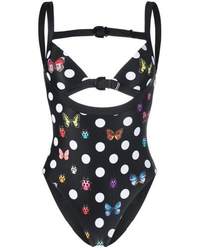 Versace X Dua Lipa Butterflies Cut-out Swimsuit - Black