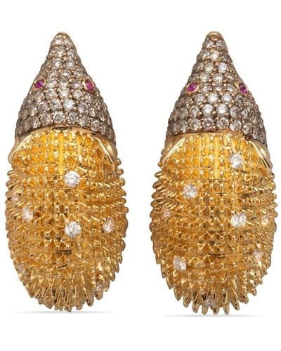 Gaelle Khouri Boucles d'oreilles Les Herissons en or 18ct pavées de diamants - Métallisé