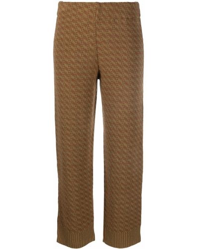 Jejia Jacquard-knit Cropped Pants - Brown