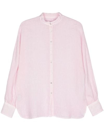 120% Lino Slub-texture Linen Shirt - Pink