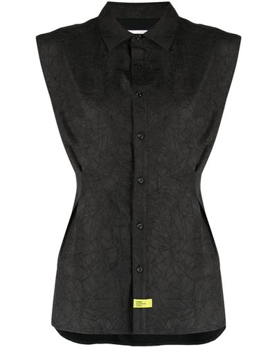 Izzue Camisa sin mangas con botones - Negro