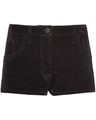 Prada Pantalones vaqueros cortos con placa del logo - Negro