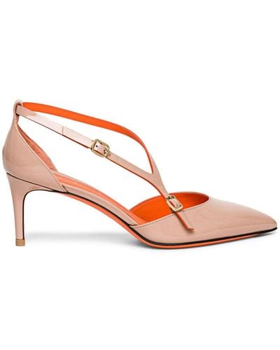 Santoni Pointed-toe Leather Court Shoes - Pink