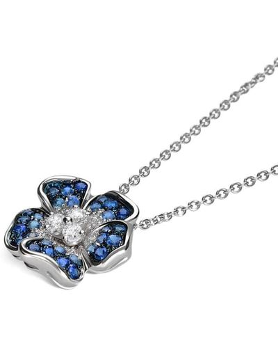Leo Pizzo 18kt White Gold Flora Diamond And Sapphire Necklace
