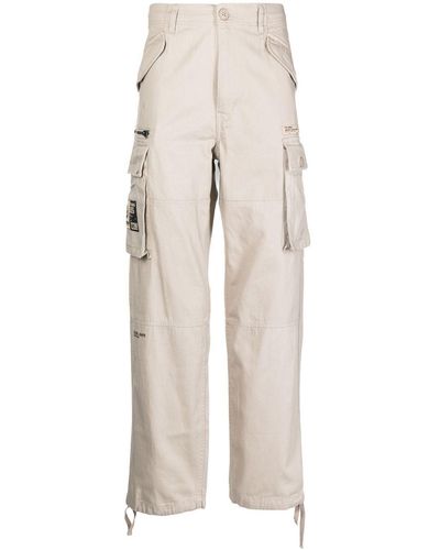 Izzue Multi-pocket Cotton Straight-leg Trousers - Natural
