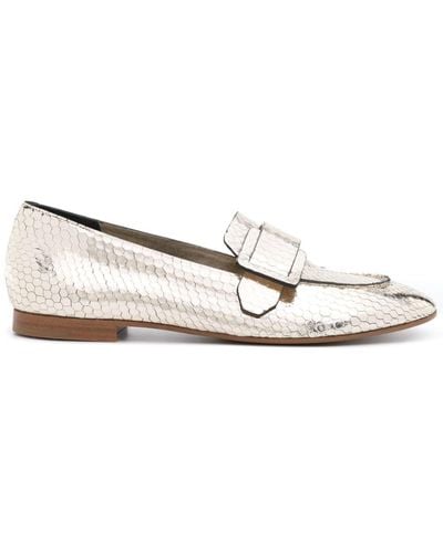 Roberto Del Carlo Snakeskin-effect Leather Loafers - Natural