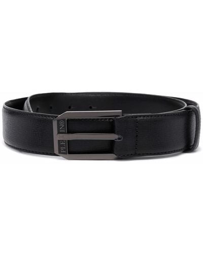 Philipp Plein Saffiano Leather Buckled Belt - Black