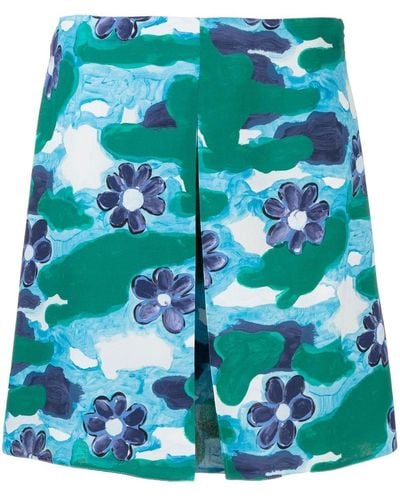 Marni Floral-print Mini Skirt - Green