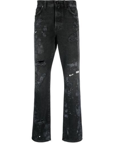 032c Double Shift Painter's Distressed-finish Jeans - Black