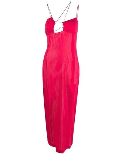 Nensi Dojaka Long Asymmetric-neck Dress - Pink