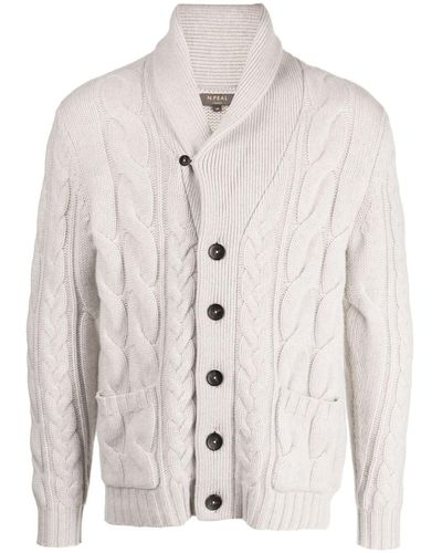 N.Peal Cashmere Cable-knit Cashmere Cardigan - White