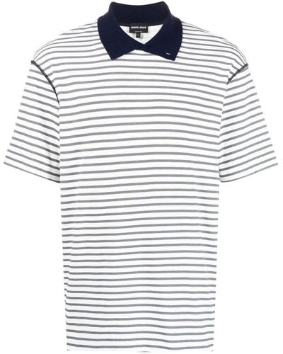 Giorgio Armani Striped Short-sleeve Polo Shirt - White