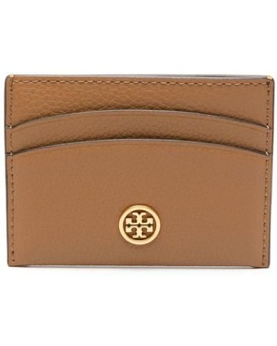 Tory Burch Logo-plaque Leather Card Holder - Brown